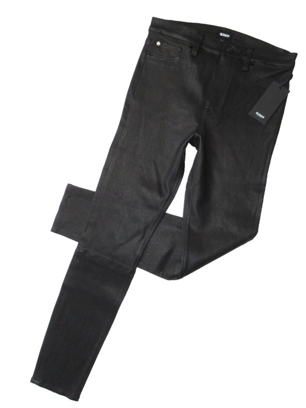 NWT Hudson Barbara High Rise Super Skinny in Black Stretch Leather Pants 30 - Picture 4 of 8